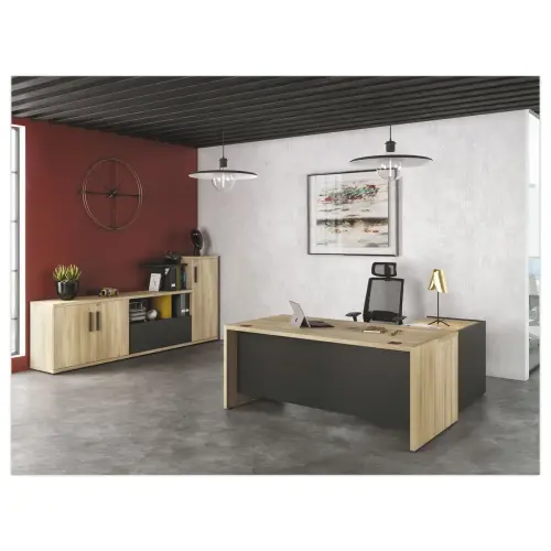 Bureau BARI Retour gauche 180 cm chênedu bocage monté