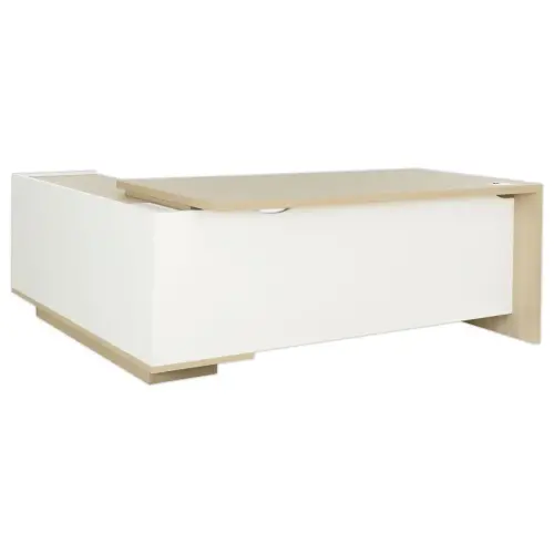 Bureau BARI Retour droit 180 cm ch&ecirc;ne structur&eacute; / blanc mont&eacute; 