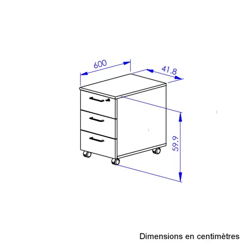 Caisson mobile 3 tiroirs BARi chêne structuré blanc monté