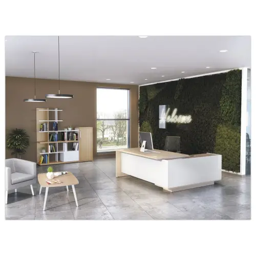 Bureau rectangulaire BARI L180 cm chêne et blanc monté