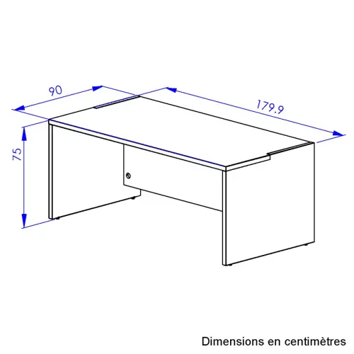 Bureau rectangulaire BARI L180 cm chêne et blanc monté