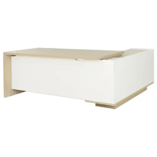 Bureau BARI Retour gauche 180 cm ch&ecirc;nestructur&eacute; / blanc mont&eacute; 