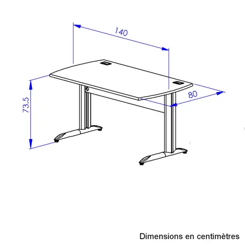 Bureau BREST 140 cm ch&ecirc;ne du bocage anthracite pieds en m&eacute;tal mont&eacute; 