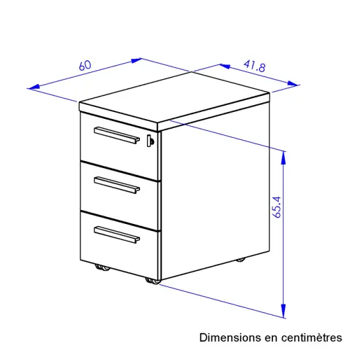 Caisson mobile 3 tiroirs BREST ch&ecirc;ne du bocage anthracite mont&eacute; 