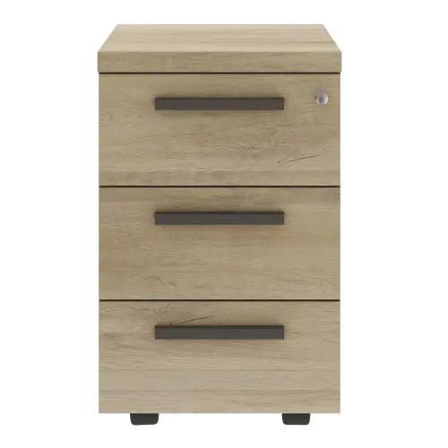 Caisson mobile 3 tiroirs BREST ch&ecirc;ne du bocage anthracite mont&eacute; 
