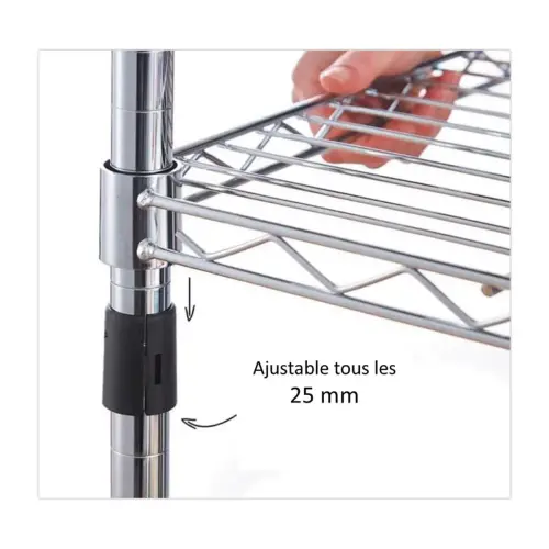 Etagère multifonction 3 niveaux L90 x H90 cm gris métal acier