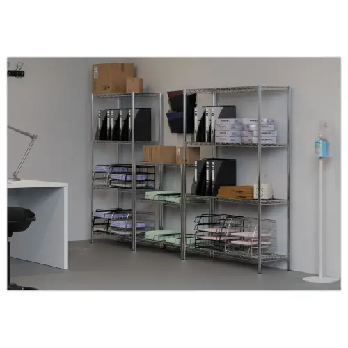 Etagère multifonction 3 niveaux L90 x H90 cm gris métal acier