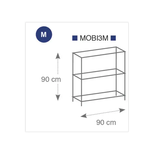 Etagère multifonction 3 niveaux L90 x H90 cm gris métal acier