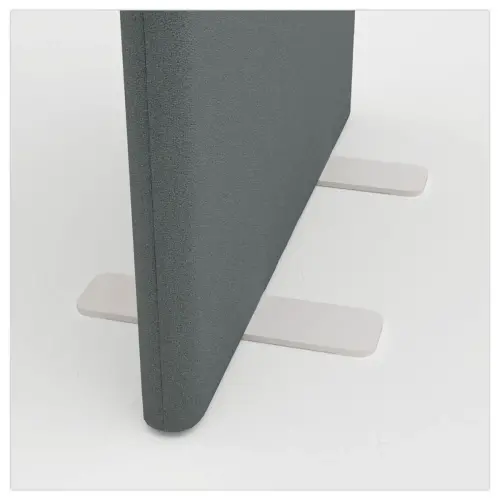 Cloison acoustique tissu gris pied plat argent 180 x 100 cm mont&eacute; 