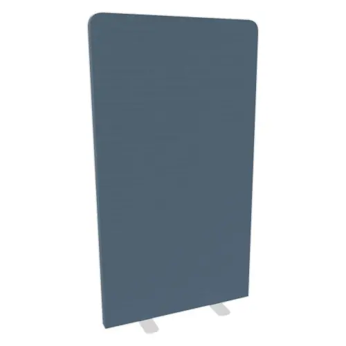 Cloison acoustique tissu gris pied plat blanc 180x100 cm montée