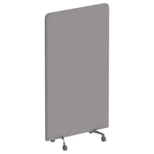 Cloison acoustique tissu gris roulettes argent 190 x 100 cm montée