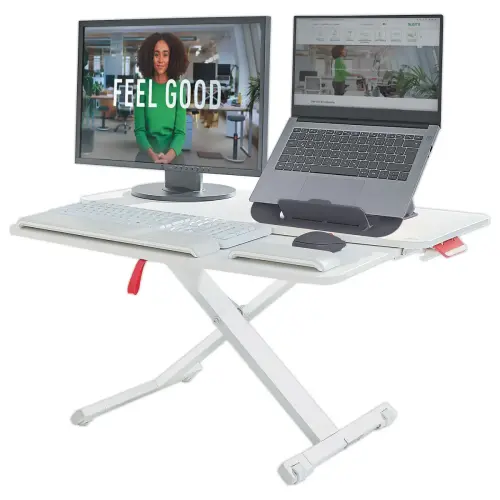 Station de travail assis-debout avec plateau coulissant