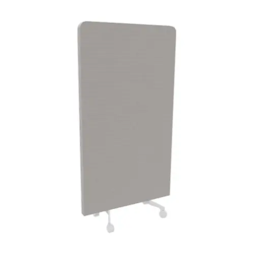 Cloison acoustique tissu gris roulettes blanc 190 x 100 cm mont&eacute;e 
