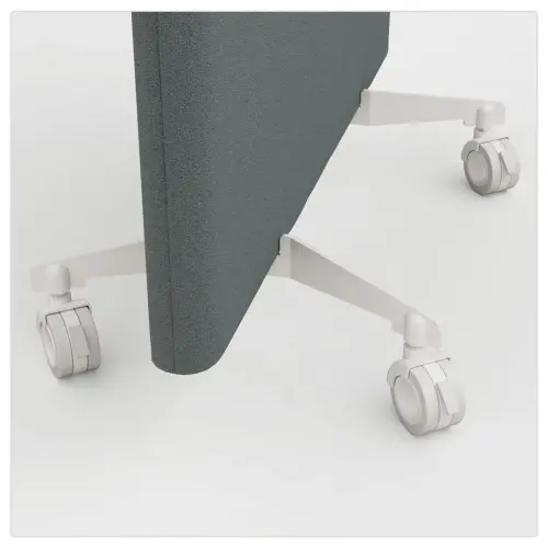 Cloison acoustique tissu gris roulettes blanc 190 x 100 cm mont&eacute;e 
