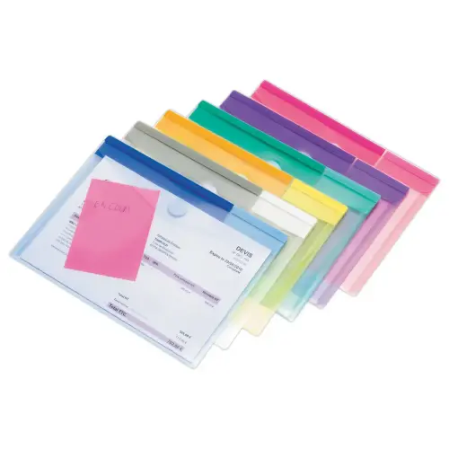 6 pochettes polypropylène recyclé A5 - Assortis