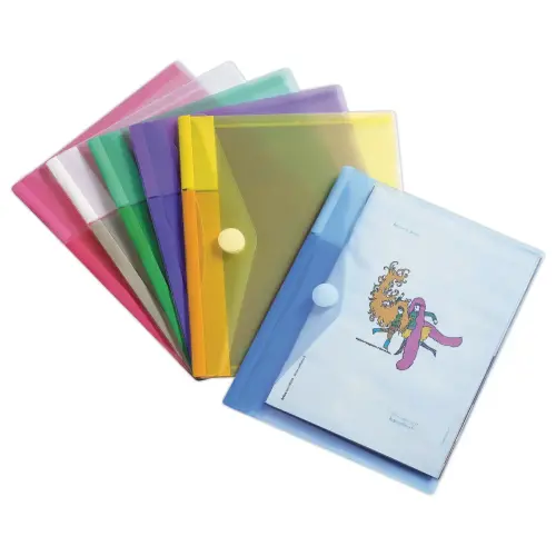 6 pochettes polypropylène recyclé A5 - Assortis