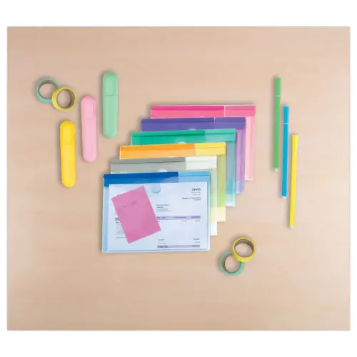 6 pochettes polypropylène recyclé A5 - Assortis