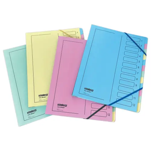 Trieur avec élastique - dos extensible renforcé - 12 compartiments