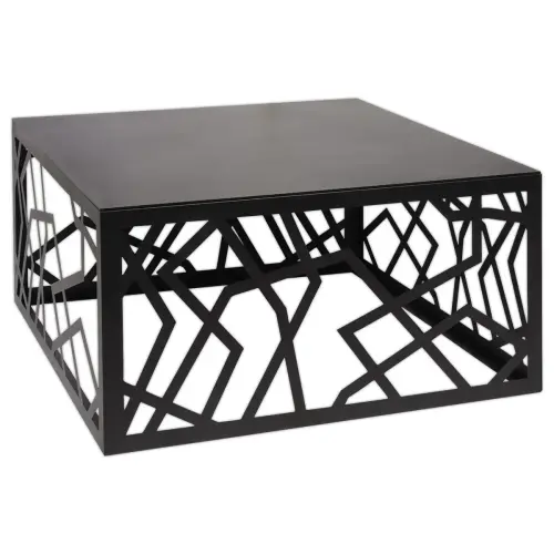 Table basse m&eacute;tal ajour&eacute;e noir 