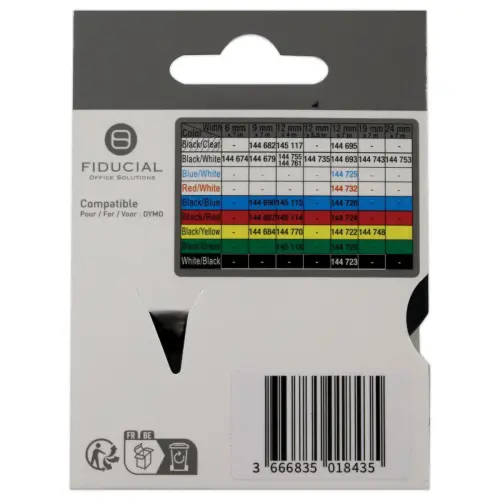 Ruban K7 pour titreuse DYMO S0720670 9 mm transparent impression noir