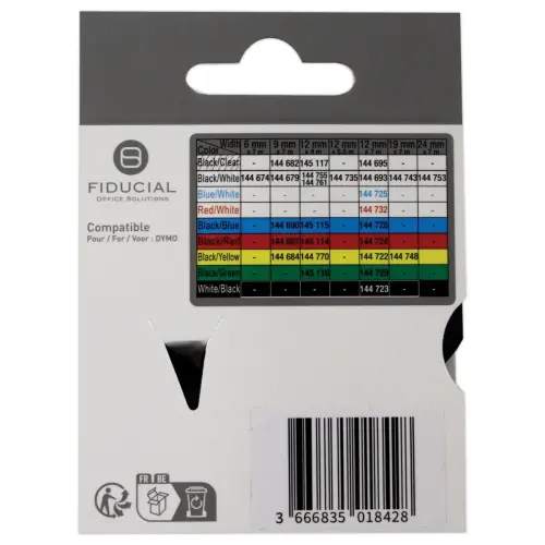 Ruban K7 pour titreuse DYMO S0720730 9mm jaune impression noire