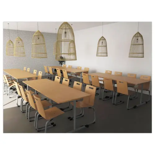 Table de collectivité 160 x 80 stratifiée hêtre -pieds alu montée