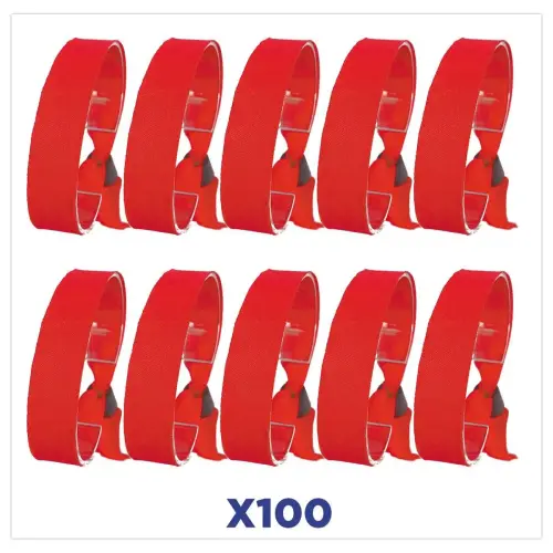 100 bracelets en tissu rouges 