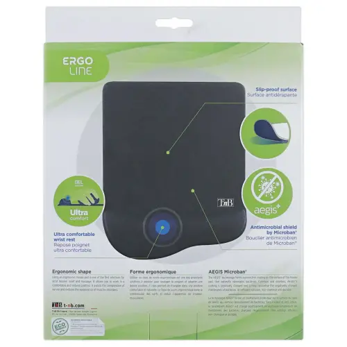 Tapis de souris ergonomique avec repose-poignet - Traitement antimicrobien - T'nB
