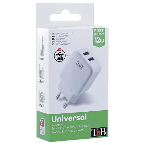 Chargeur secteur 2 ports USB-A 12W