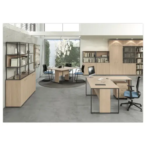 Bureau BELGRADE 140 x 80 chêne pieds anthracite monté