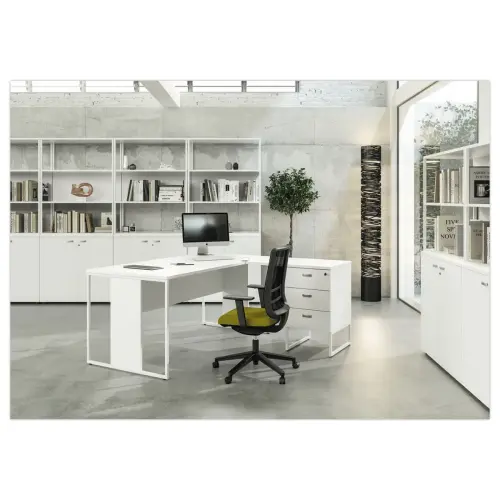 Bureau BELGRADE 160 x 80 blanc pieds blanc monté