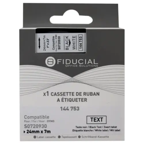 Ruban K7 pour titreuse DYMO S0720930 24mm blanc impression noire 