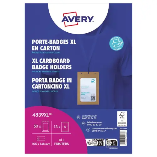50 Pochettes de badge A6 cartonnées