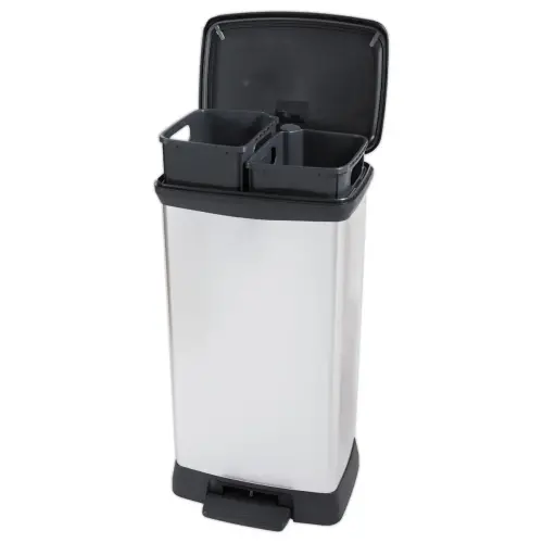 Poubelle Decobin rectangulaire duo 23l+23l décor métal