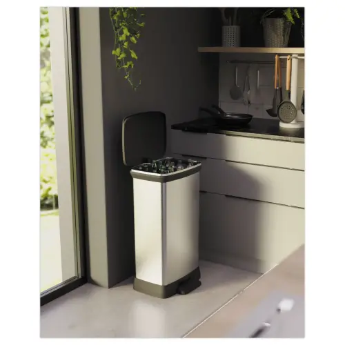 Poubelle Decobin rectangulaire duo 23l+23l décor métal