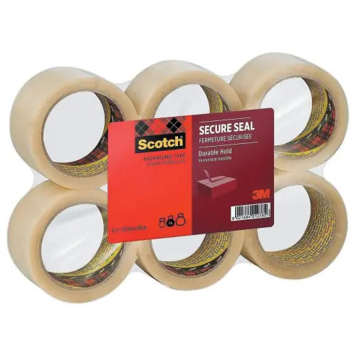 6 rouleaux ruban d'emballage Scotch® SECURE SEAL 50 mmx66 m Transparent