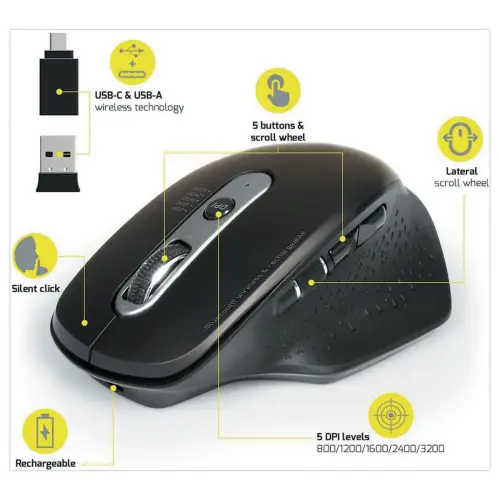 Souris professionnelle Bluetooth sans fil rechargeable