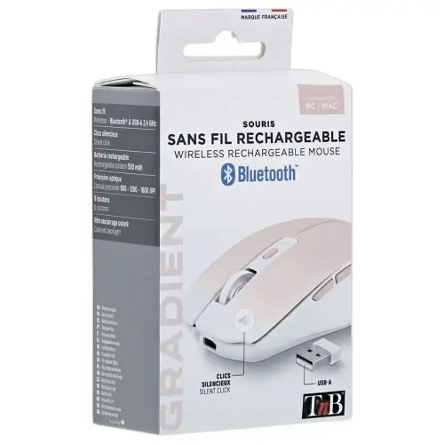 Souris gradient Dual Connect - Sans fil - Rose - T'nB