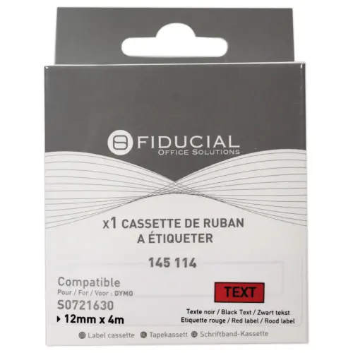 Ruban Letratag 12mmx4 m impression noire sur rouge comp DYMO S0721630