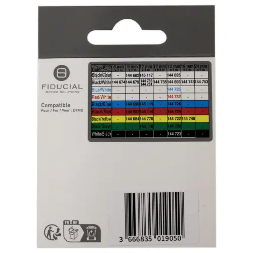Ruban Letratag 12mmx4 m impression noire sur rouge comp DYMO S0721630