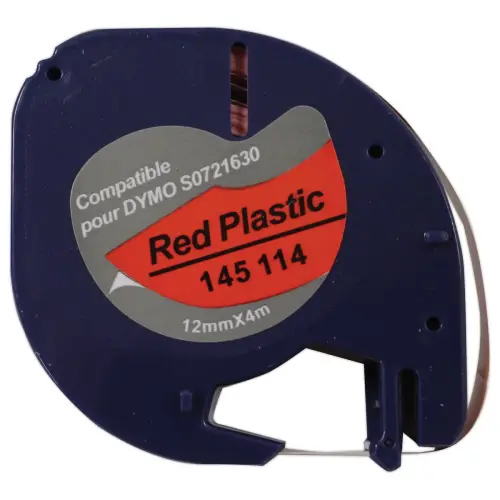 Ruban Letratag 12mmx4 m impression noire sur rouge comp DYMO S0721630