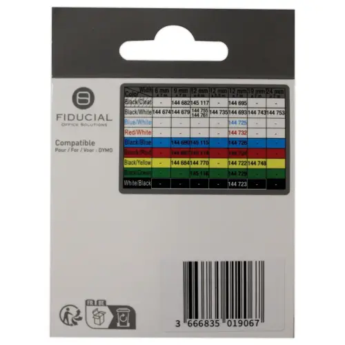 Ruban Letratag 12mmx4 m impression noire sur bleu comp DYMO S0721650