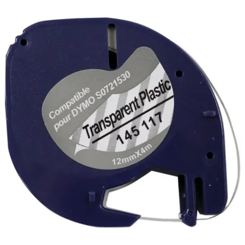 Ruban Letratag 12mmx4 m impression noire sur transp comp DYMO S0721530