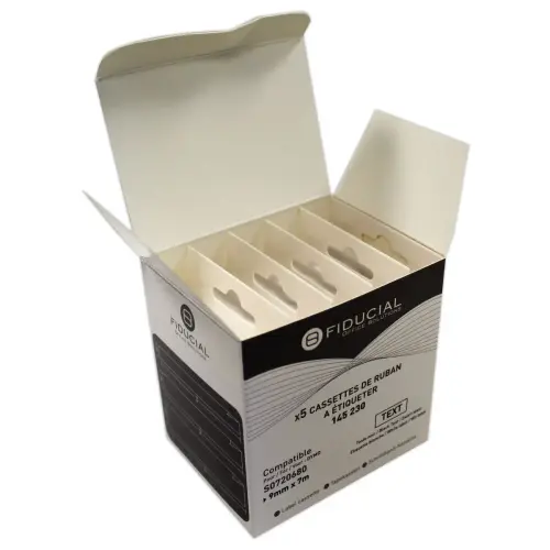 5 rouleaux de rubans D1 9mmx7m imp noire/ blanc comp DYMO S0720680