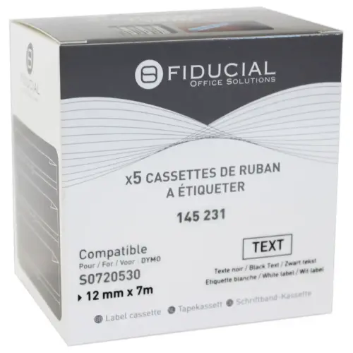 5 rubans D1 12mmx7m impression noire / blanc comp DYMO S0720530