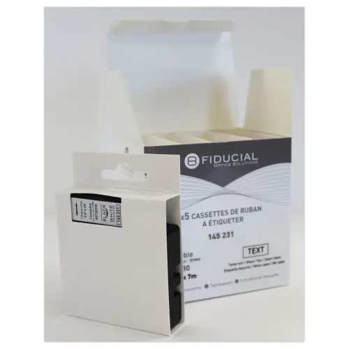 5 rubans D1 12mmx7m impression noire / blanc comp DYMO S0720530