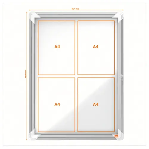 Vitrine d'extérieur magnétique - 4 x A4 - NOBO