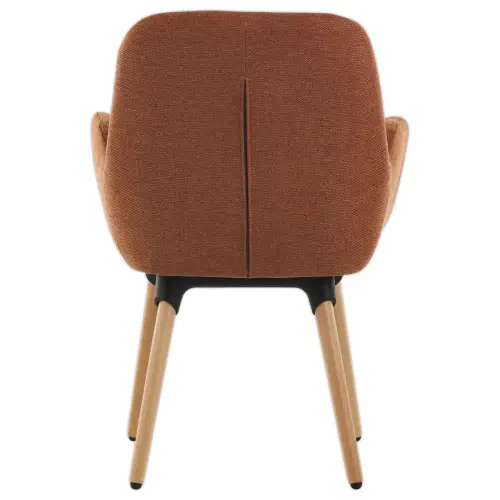 2 Fauteuils Tissu terracota 4 pieds boisvernis mont&eacute;s 