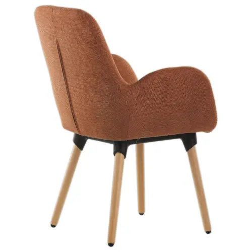 2 Fauteuils Tissu terracota 4 pieds boisvernis mont&eacute;s 