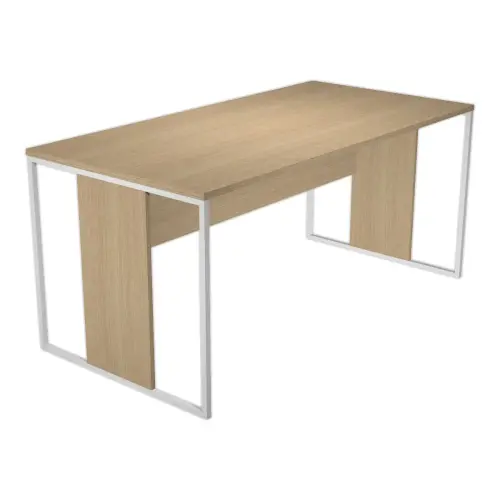 Bureau BELGRADE 160 x 80 ch&ecirc;ne pieds blanc mont&eacute; 